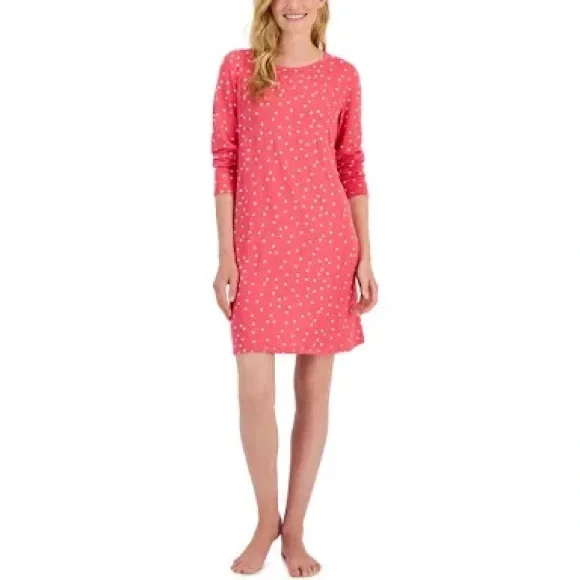Charter Club Women's Printed Long-Sleeve Soft Knit Sleepshirt, Created for Macy's - Abstract Dot - Size XL